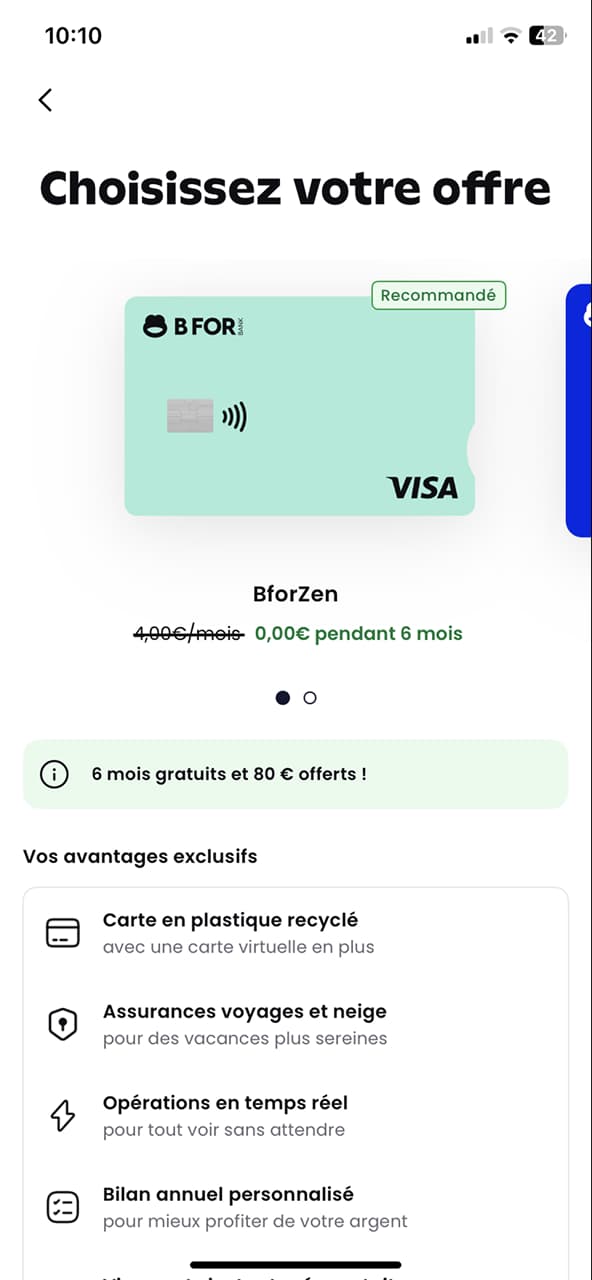 BforBank app screen