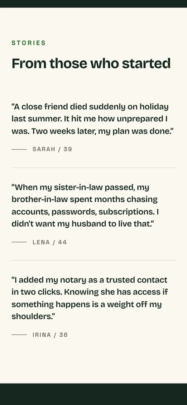Variant C, testimonials section