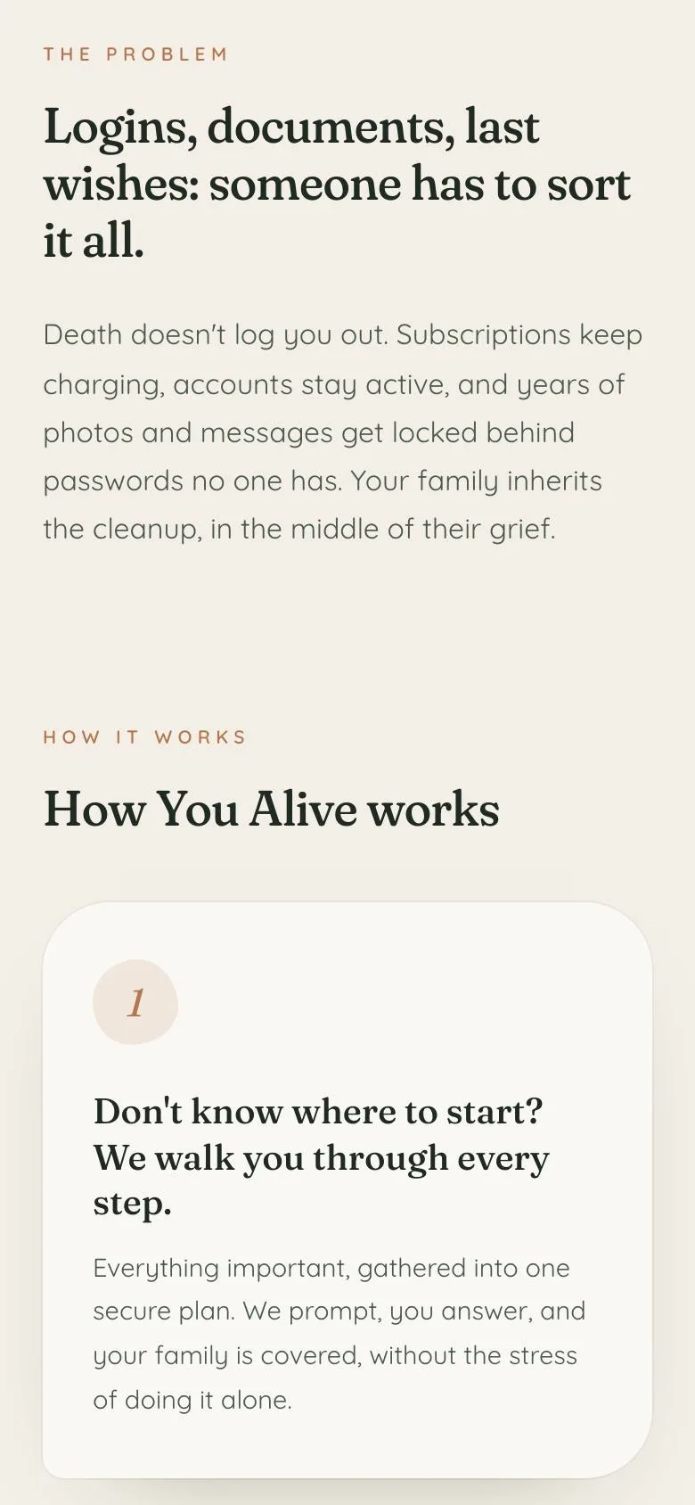 2. Fix the hierarchy: Body text set flush left, Section eyebrows to structure the page, One heading style, a single type scale