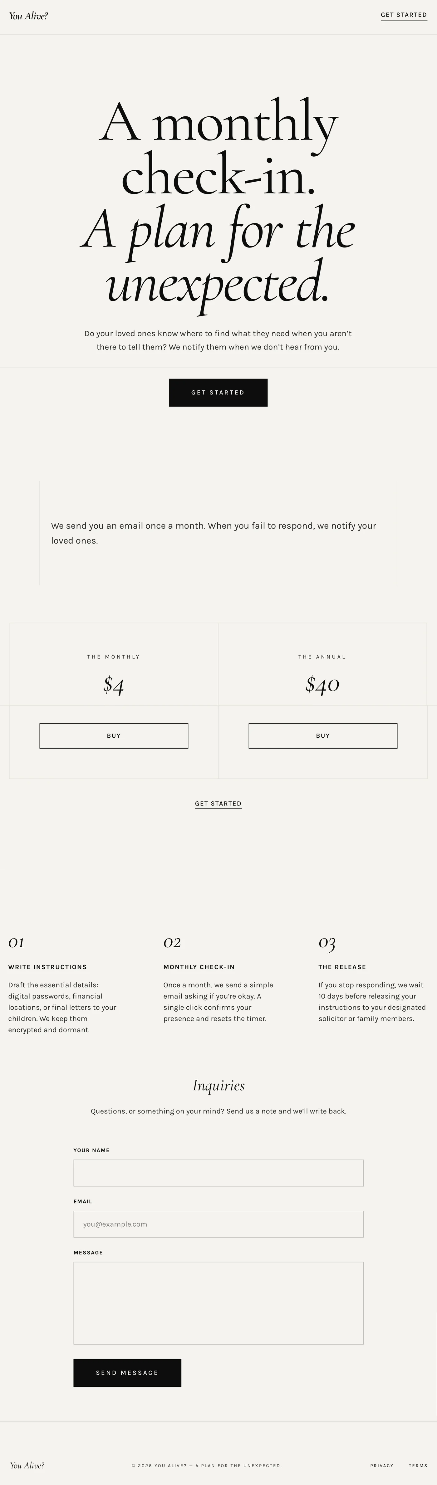 Round 1 landing page, AI-built by the client, with a branding unrelated to the creative ads