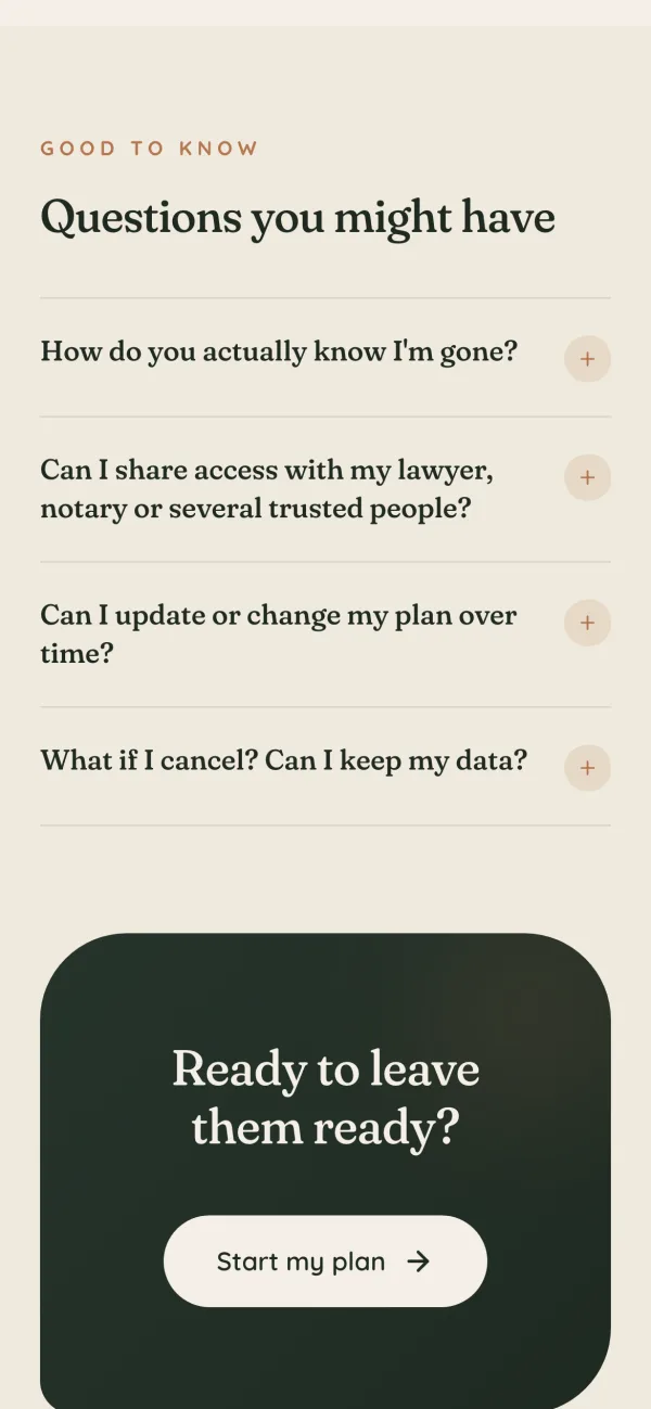 Variant A, FAQ section