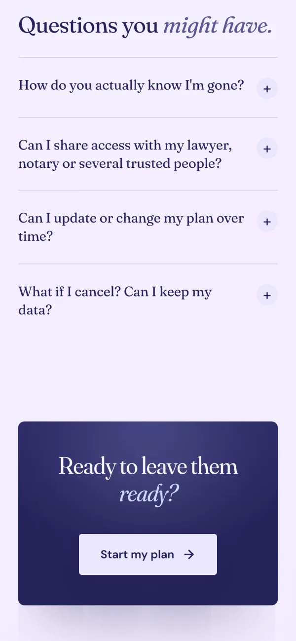 Variant B, FAQ section