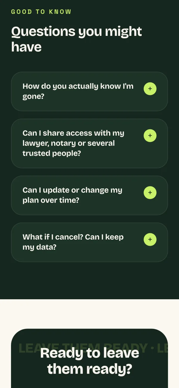 Variant C, FAQ section